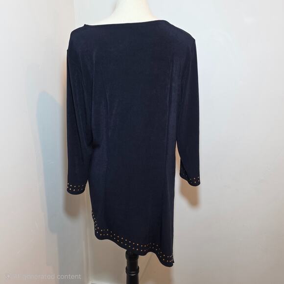 Chico's Travelers Black 3/4 Sleeve Slinky Knit Tunic Top Size 3 XL - Picture 3 of 6